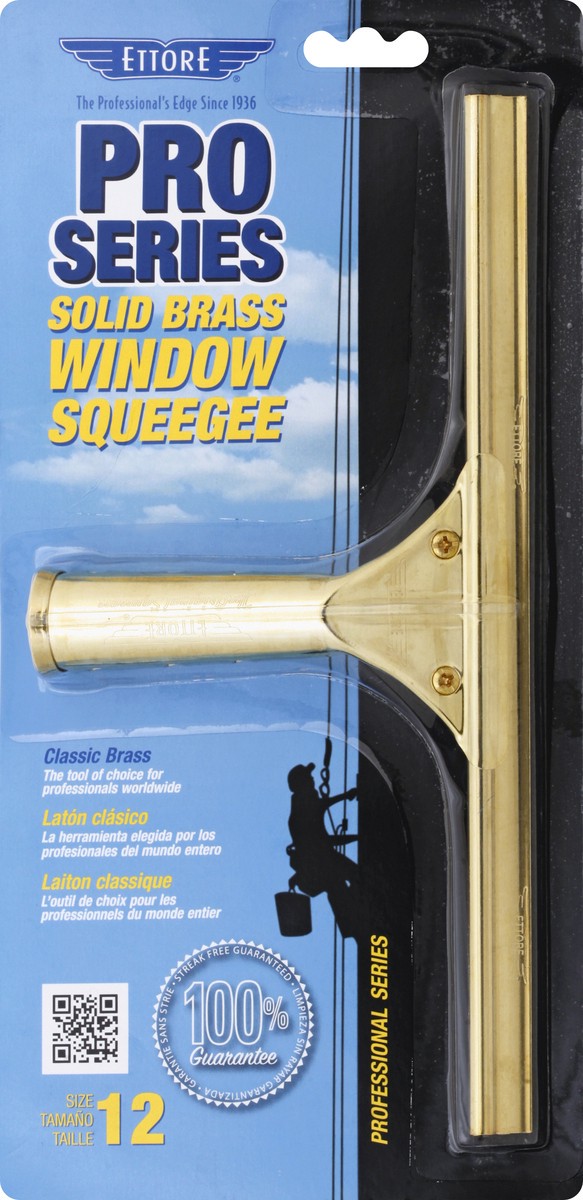 slide 9 of 11, Ettore Brass Window Squeegee 12 Inches, 1 ct
