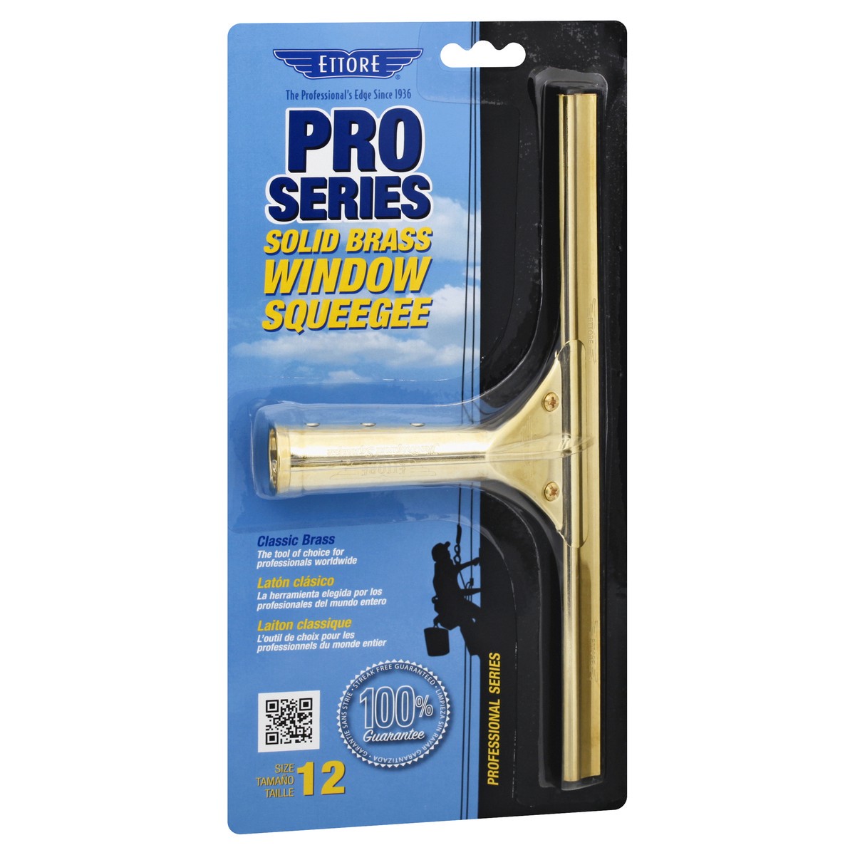slide 11 of 11, Ettore Brass Window Squeegee 12 Inches, 1 ct