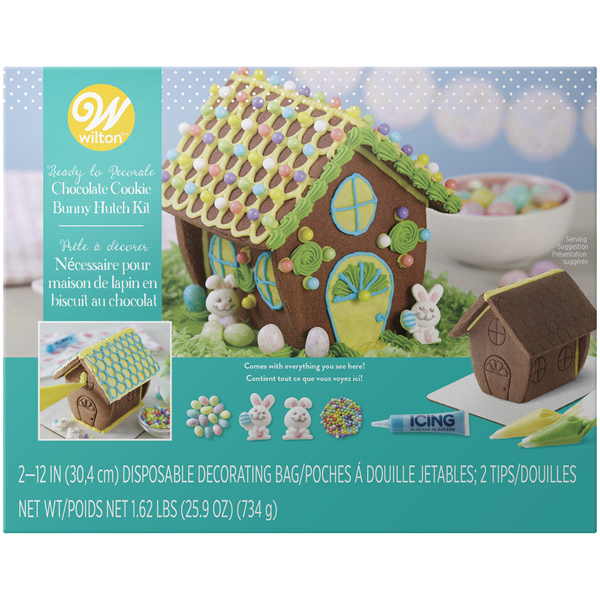 slide 1 of 1, Wilton Ready-to-Decorate Bunny Hutch Chocolate Cookie Kit, 1 ct