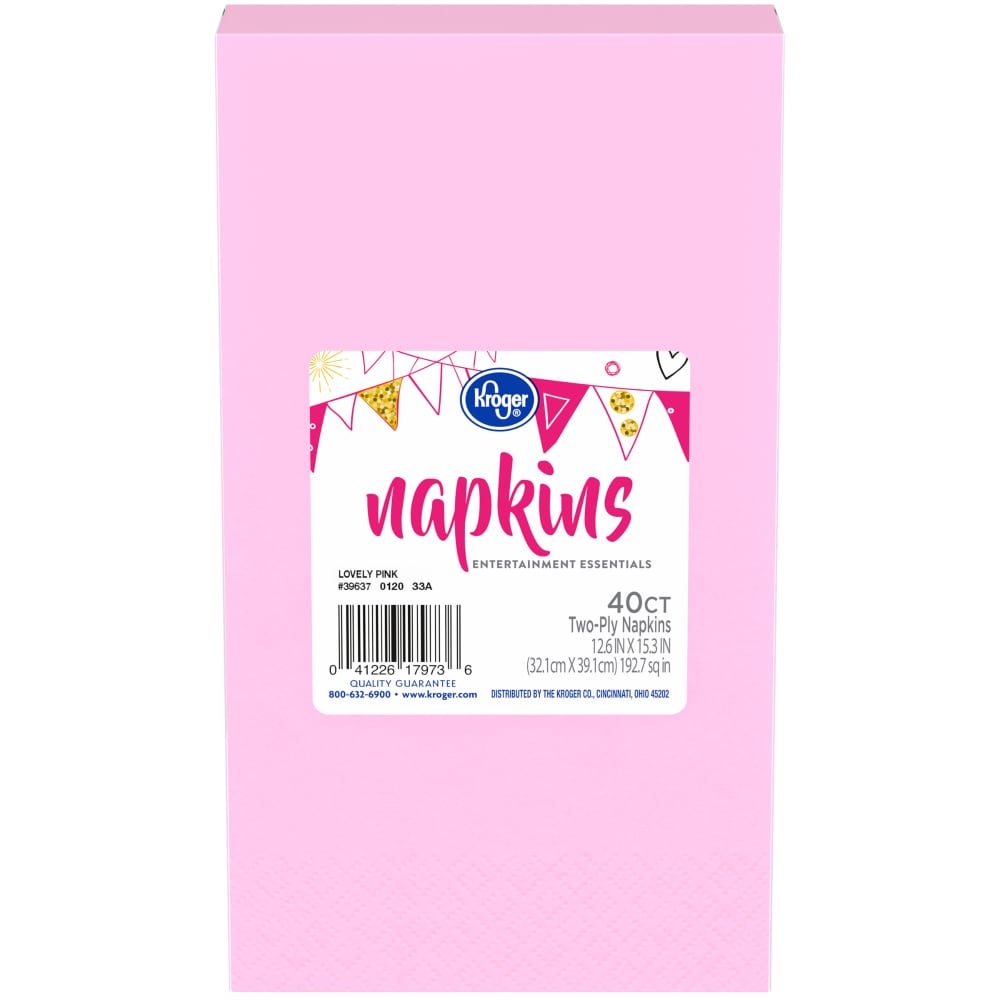 slide 1 of 1, Kroger Entertainment Essentials Napkins - Lovely Pink, 40 ct