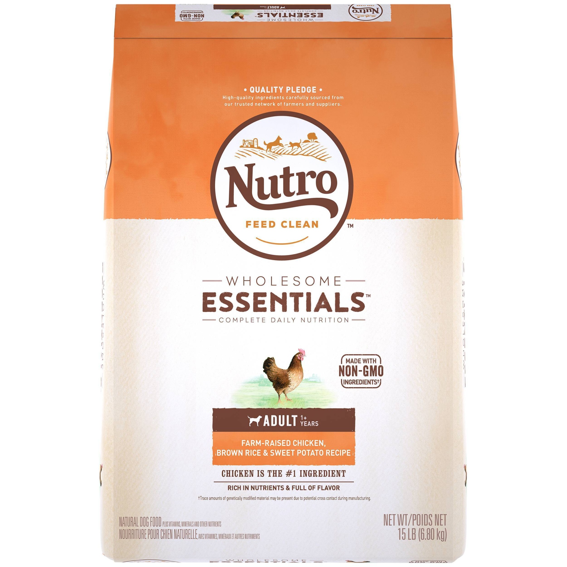 slide 1 of 10, Nutro Wholesome Essentials Adult Chicken Rice Dry Dog Food, 15 lb