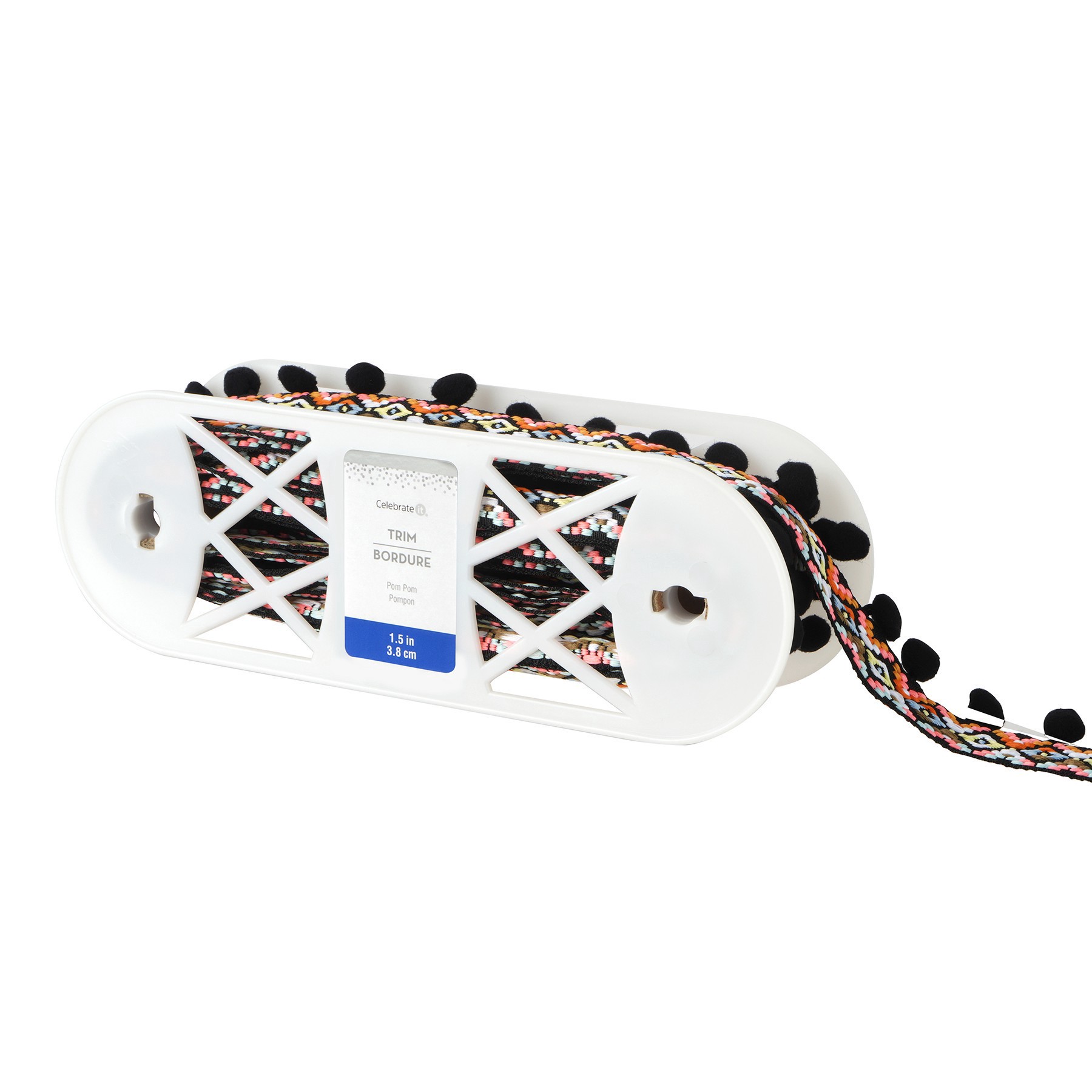 slide 3 of 3, 1.5" Jacquard Pom Pom Trim By Celebrate It, 