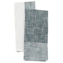 Haven + Key Slub Chambray Cotton Kitchen Towels - Blue