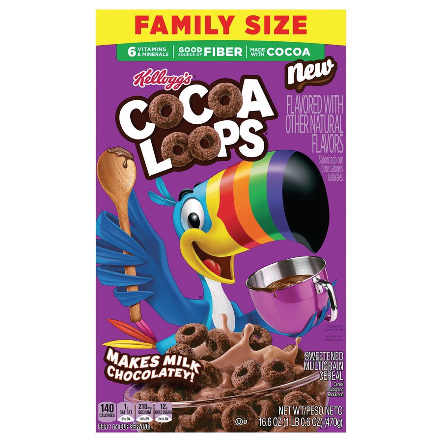 slide 1 of 1, Kellogg's Cocoa Loops Cereal - Family Size, 16.6 oz
