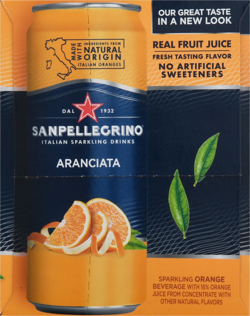 slide 8 of 9, San Pellegrino Italian Sparkling Drink Aranciata, Sparkling Orange Beverage, 6 Pack of Cans, 66.9 oz