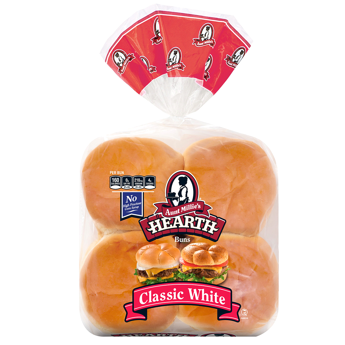 slide 1 of 1, Aunt Millie's Hearth Classic White Hamburger Buns, 8 ct; 17 oz