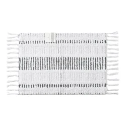 Room & Retreat, Boho Yarn Dye Cotto Stripe Bath Mat, 17 In X 24 In, Gray