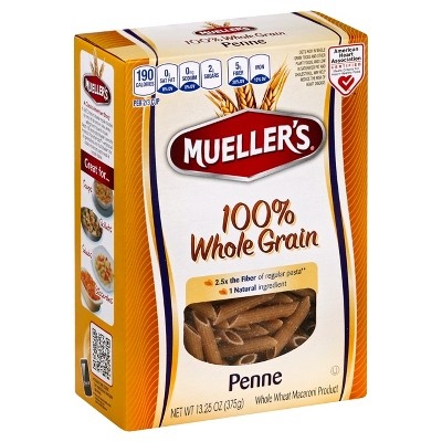 slide 1 of 1, Mueller's 100% Whole Grain Penne Pasta, 13.25 oz