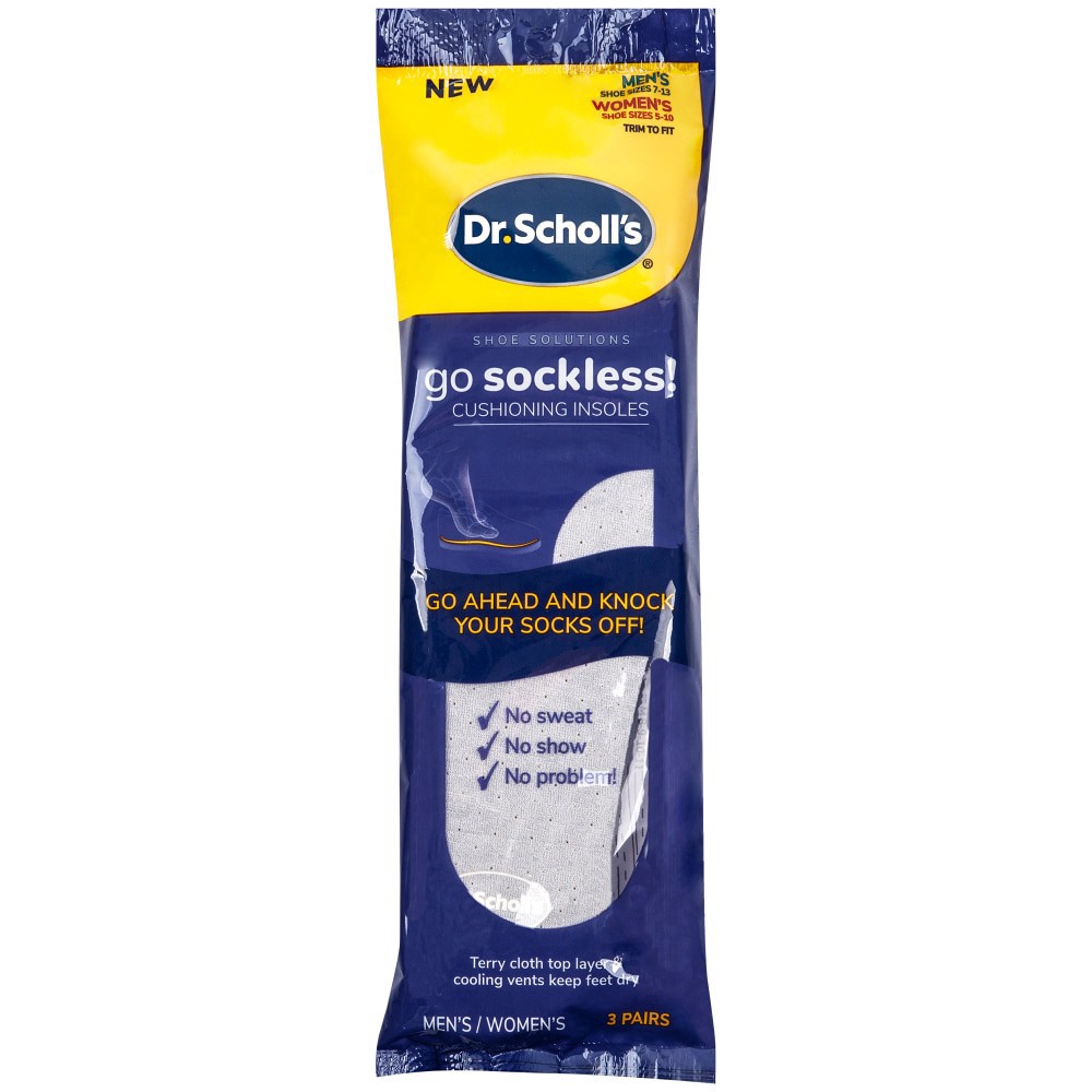 slide 1 of 2, Dr. Scholl's Go Sockless Cushioning Insoles, 3 ct