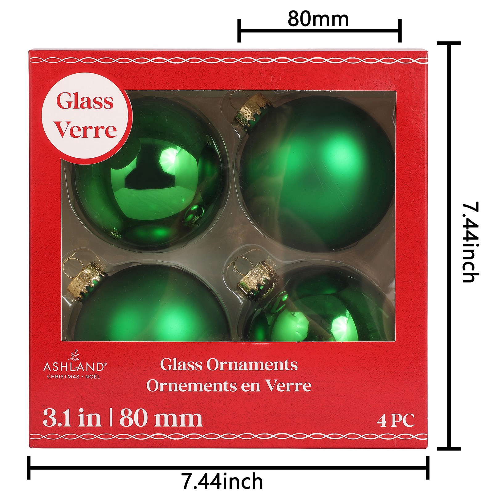 slide 2 of 3, 4 Pack 3" Matte & Shiny Glass Ball Ornaments By Ashland, 4 ct