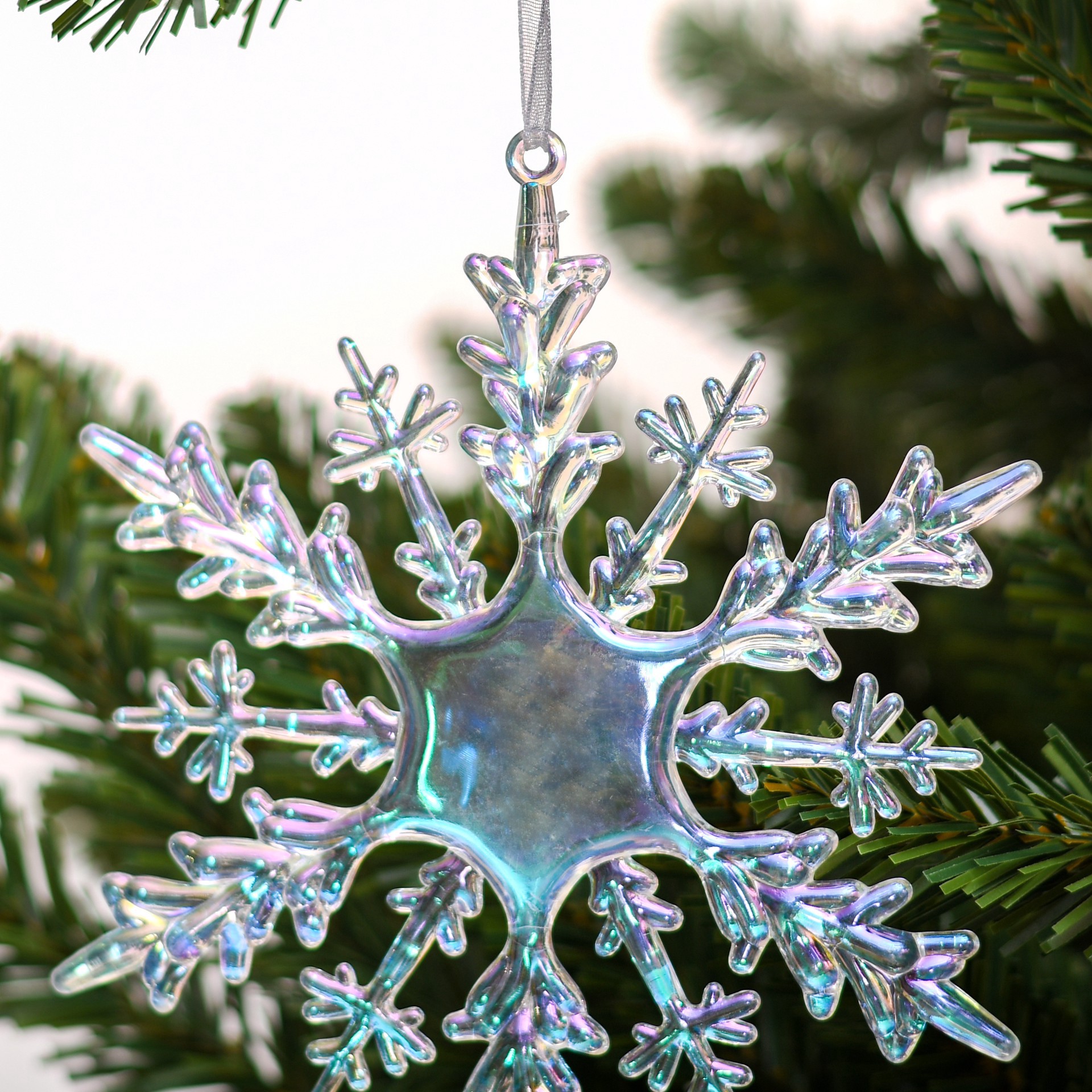 slide 2 of 3, 6.25" Iridescent Snowflake Plastic Ornament By Ashland, 6.25 in