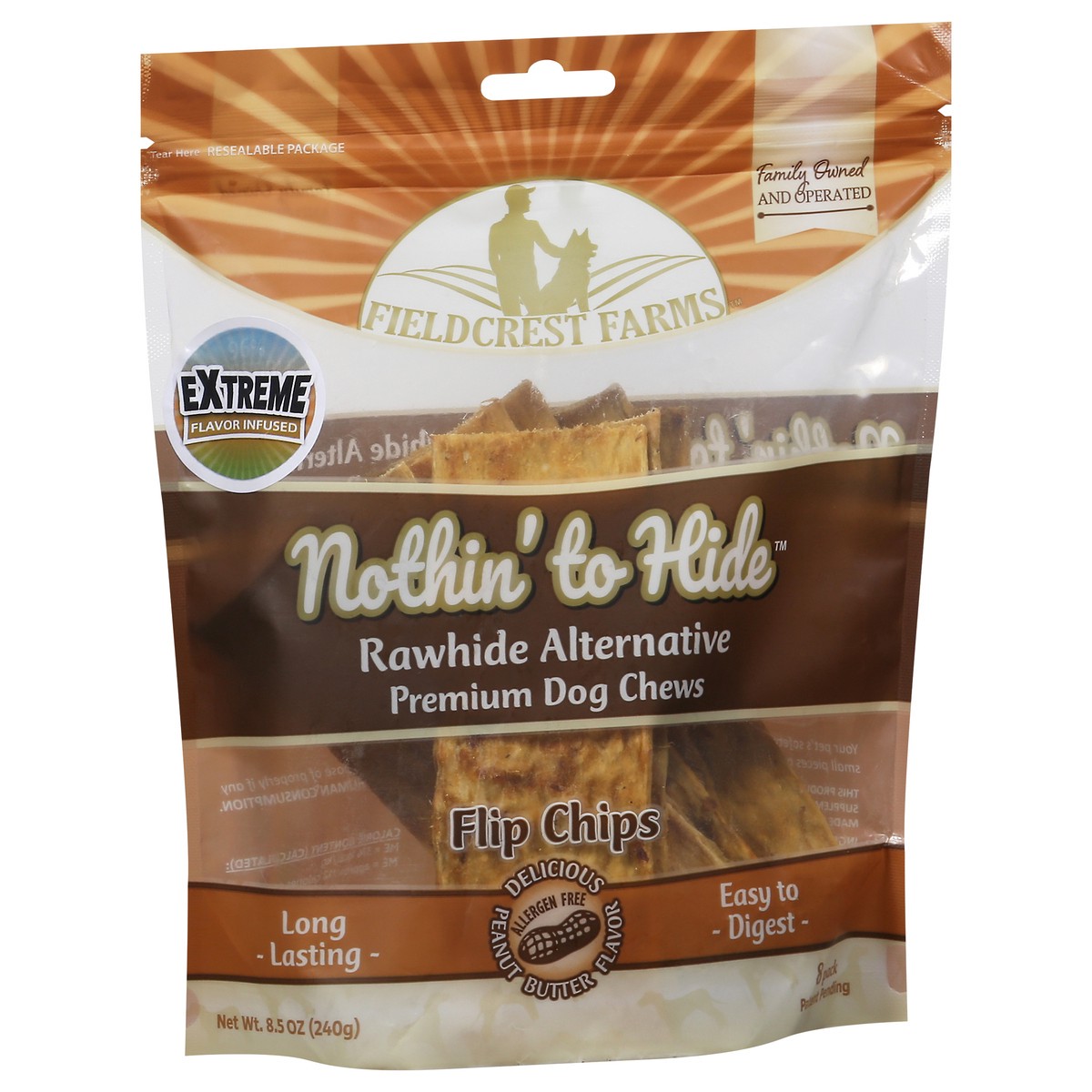 slide 4 of 4, Fieldcrest Farms Nothin' to Hide Flip Chips Premium Peanut Butter Flavor Dog Chews 8 Pack, 8 ct