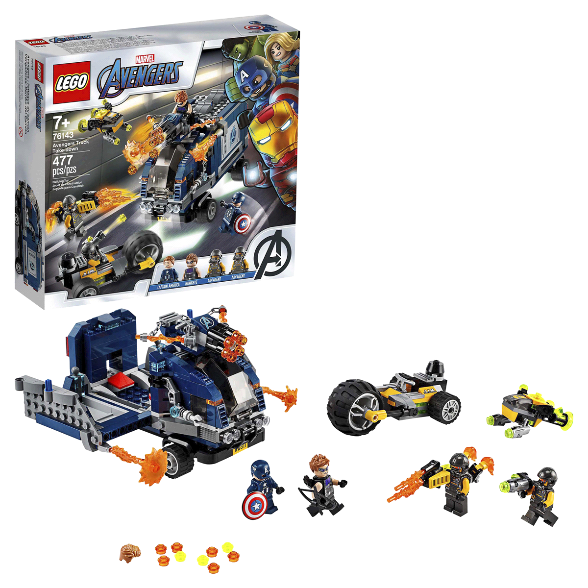 slide 1 of 7, LEGO Marvel Avengers Truck Take-Down 76143 Captain America and Hawkeye Set, 1 ct