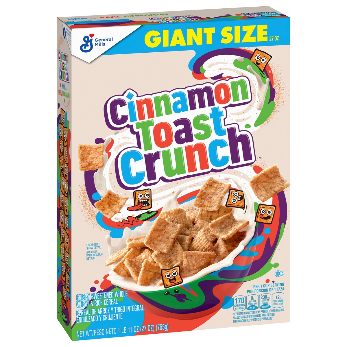 slide 2 of 9, Cinnamon Toast Crunch Original Cinnamon Toast Crunch Breakfast Cereal, 27 OZ Giant Size Box, 27 oz