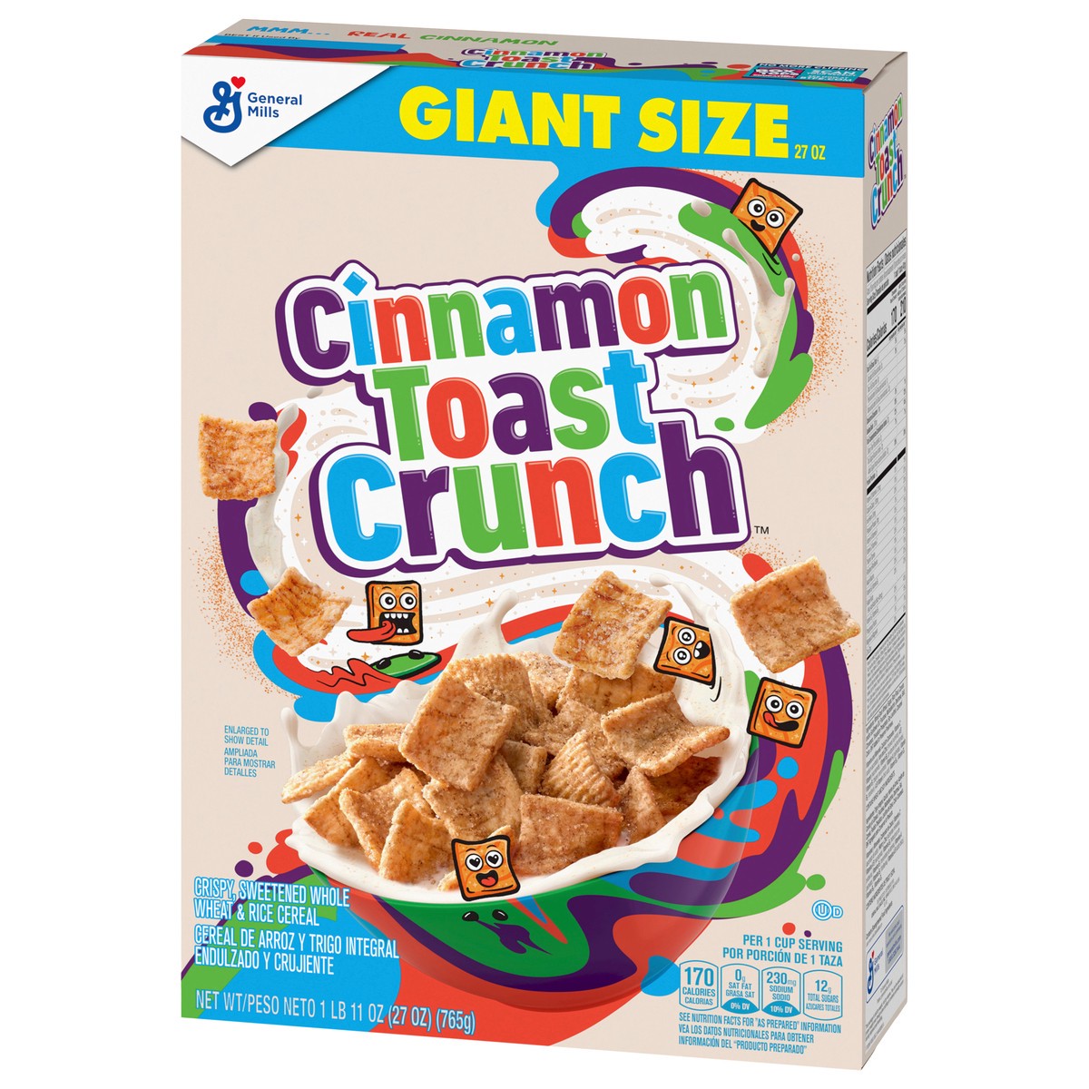 slide 6 of 9, Cinnamon Toast Crunch Original Cinnamon Toast Crunch Breakfast Cereal, 27 OZ Giant Size Box, 27 oz