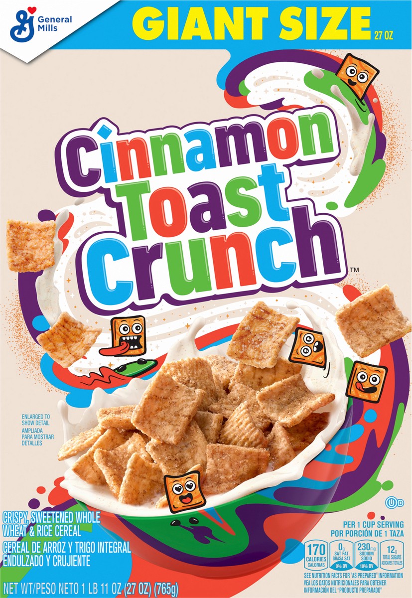 slide 9 of 9, Cinnamon Toast Crunch Original Cinnamon Toast Crunch Breakfast Cereal, 27 OZ Giant Size Box, 27 oz