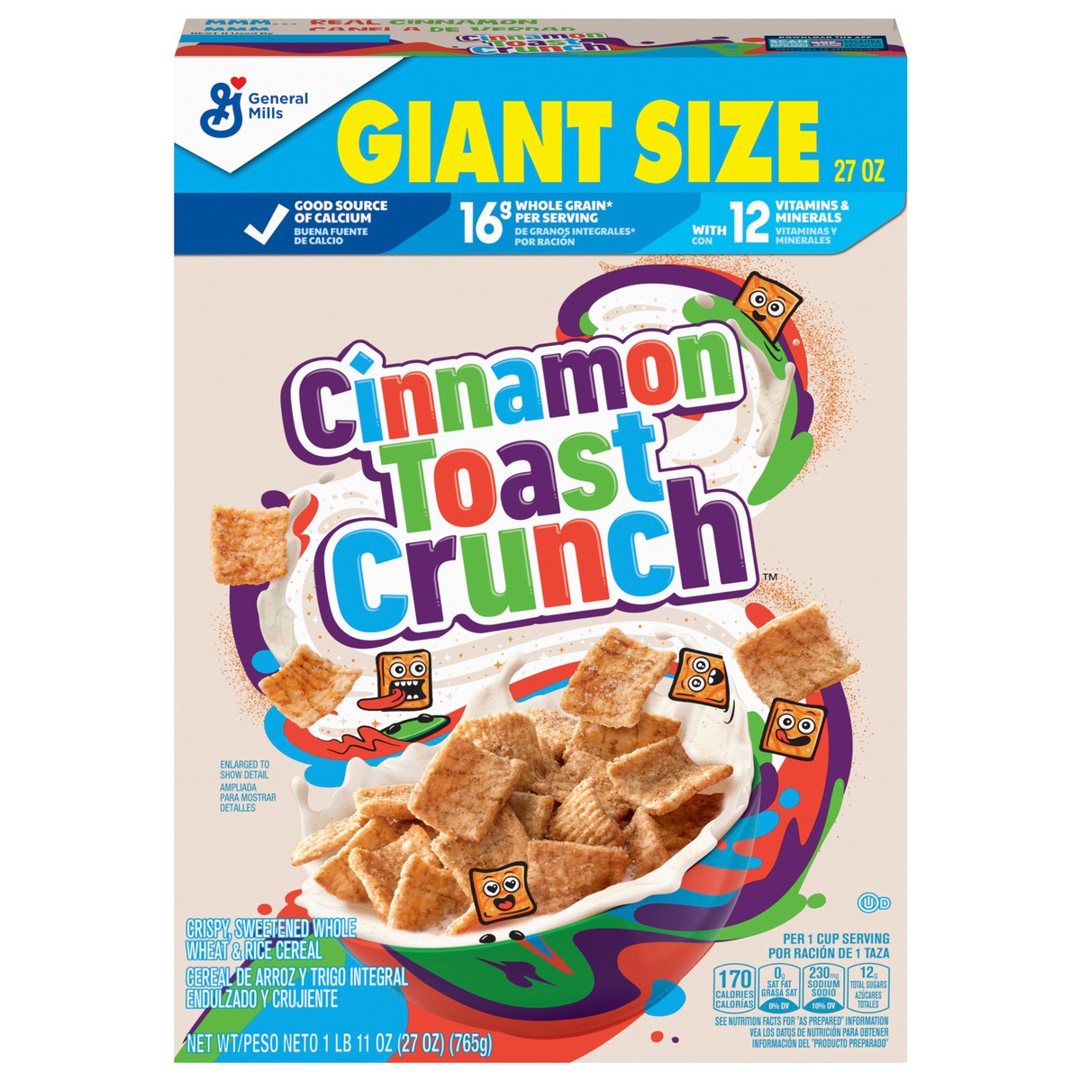 slide 1 of 9, Cinnamon Toast Crunch Original Cinnamon Toast Crunch Breakfast Cereal, 27 OZ Giant Size Box, 27 oz