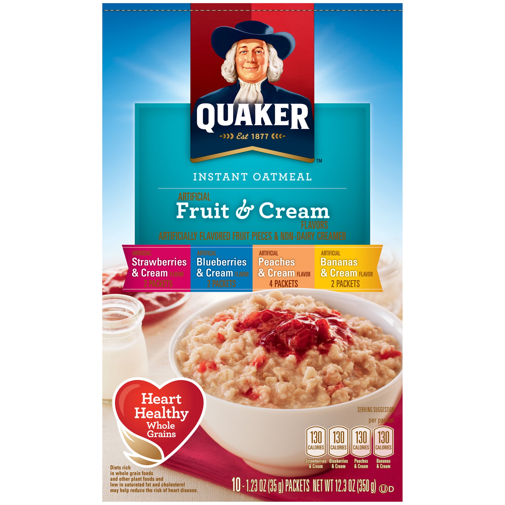 slide 1 of 9, Quaker Fruit & Cream Instant Oatmeal Variety, 8 ct