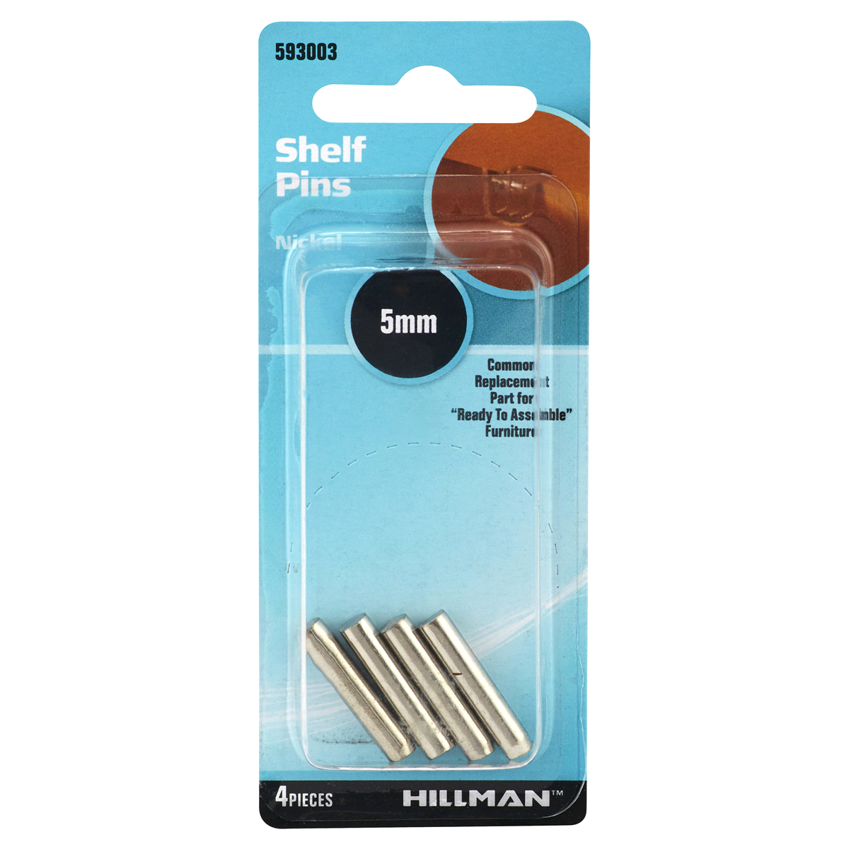 slide 1 of 1, Hillman Metric Nickel Shelf Pins, 5mm, 4 ct