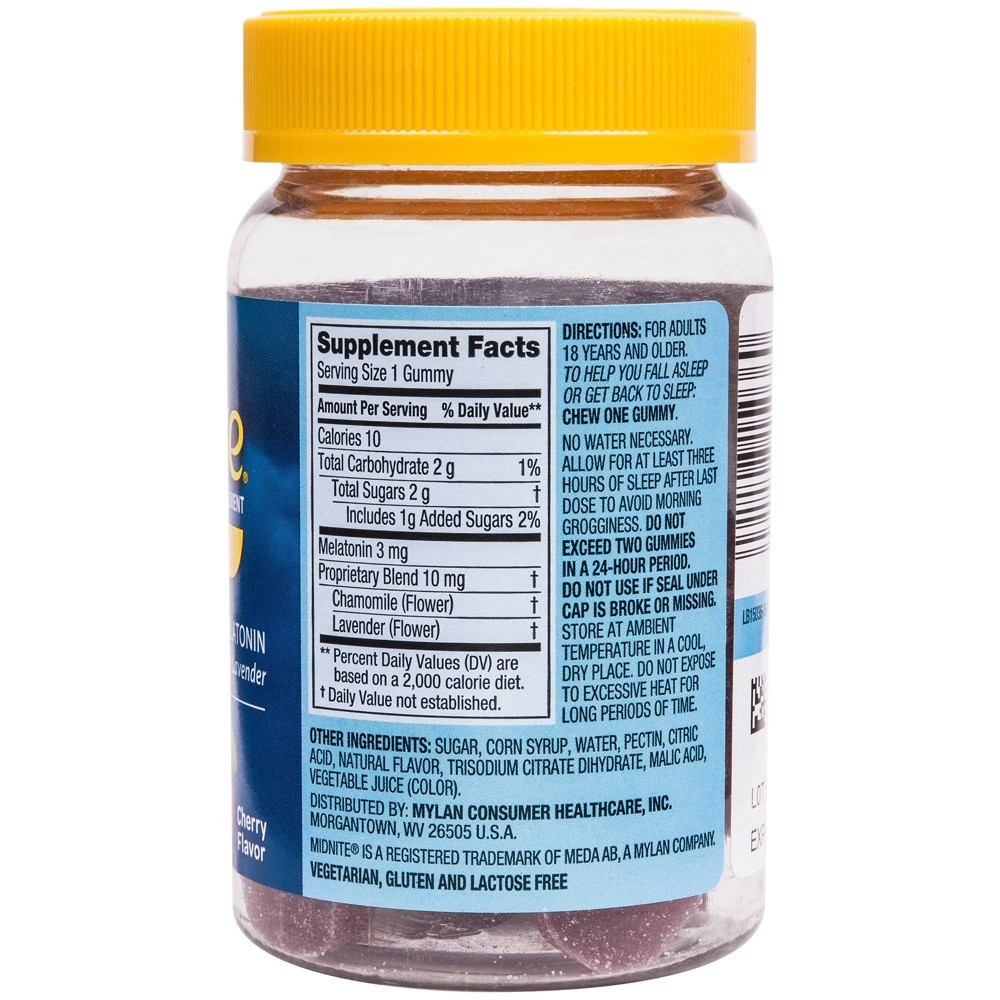 slide 4 of 4, MidNite Sleep Health Mylan Cherry Flavor Melatonin + Herbs 36 ea, 36 ct