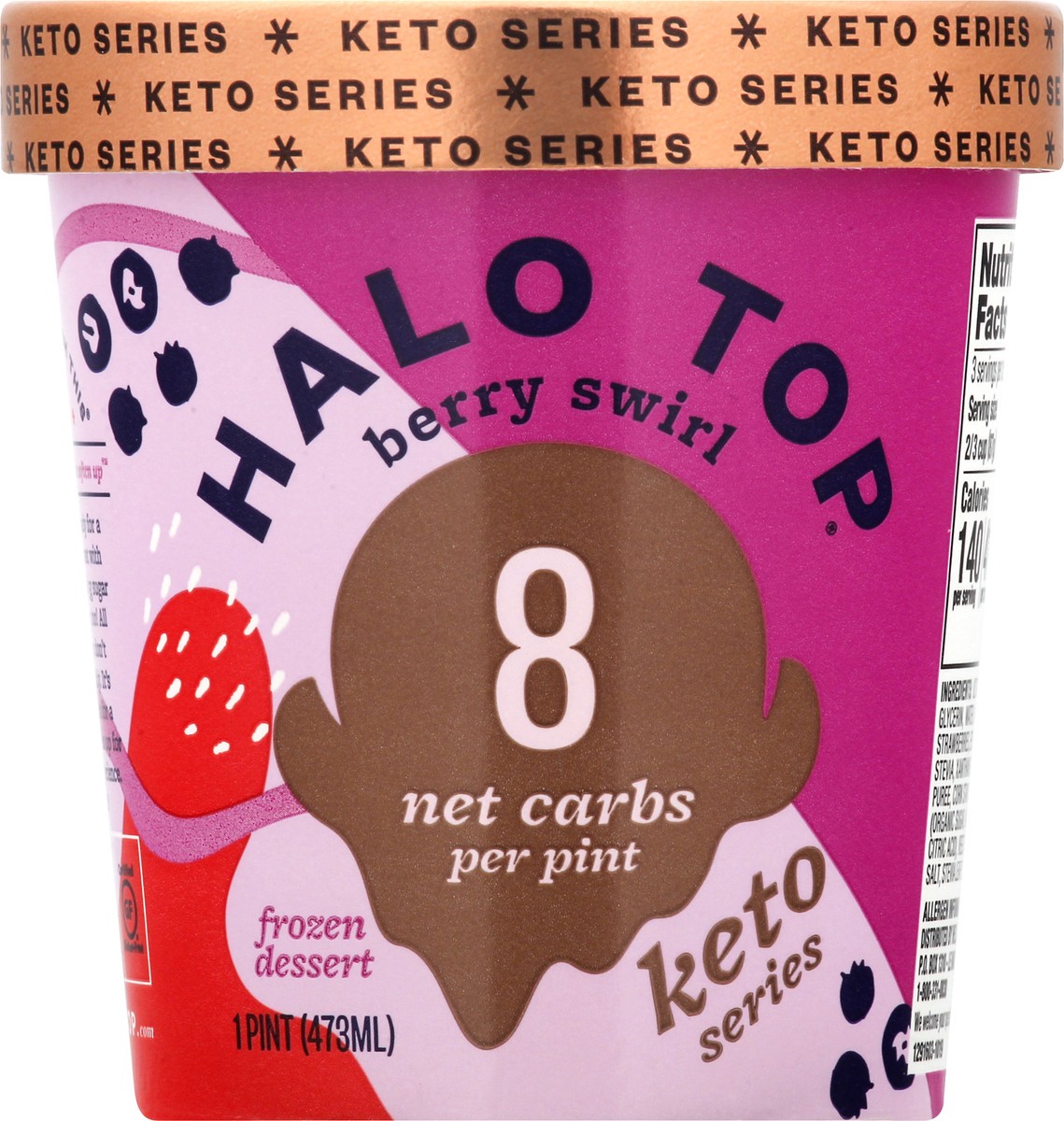 slide 12 of 13, Halo Top Creamery Halo Top Keto Series Berry Swirl Frozen Dessert 1 pt, 1 pint