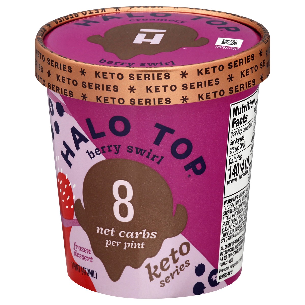 slide 10 of 13, Halo Top Creamery Halo Top Keto Series Berry Swirl Frozen Dessert 1 pt, 1 pint