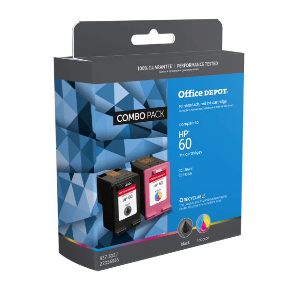 slide 1 of 1, Office Depot Brand Od60Kc Remanufactured Ink Cartridge Replacement For Hp 60 Black/Tricolor, Pack Of 2, 2 ct