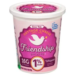 Friendship Dairies Low Fat Small Curd Cottage Cheese, 1% Milkfat, Whipped, 16 oz