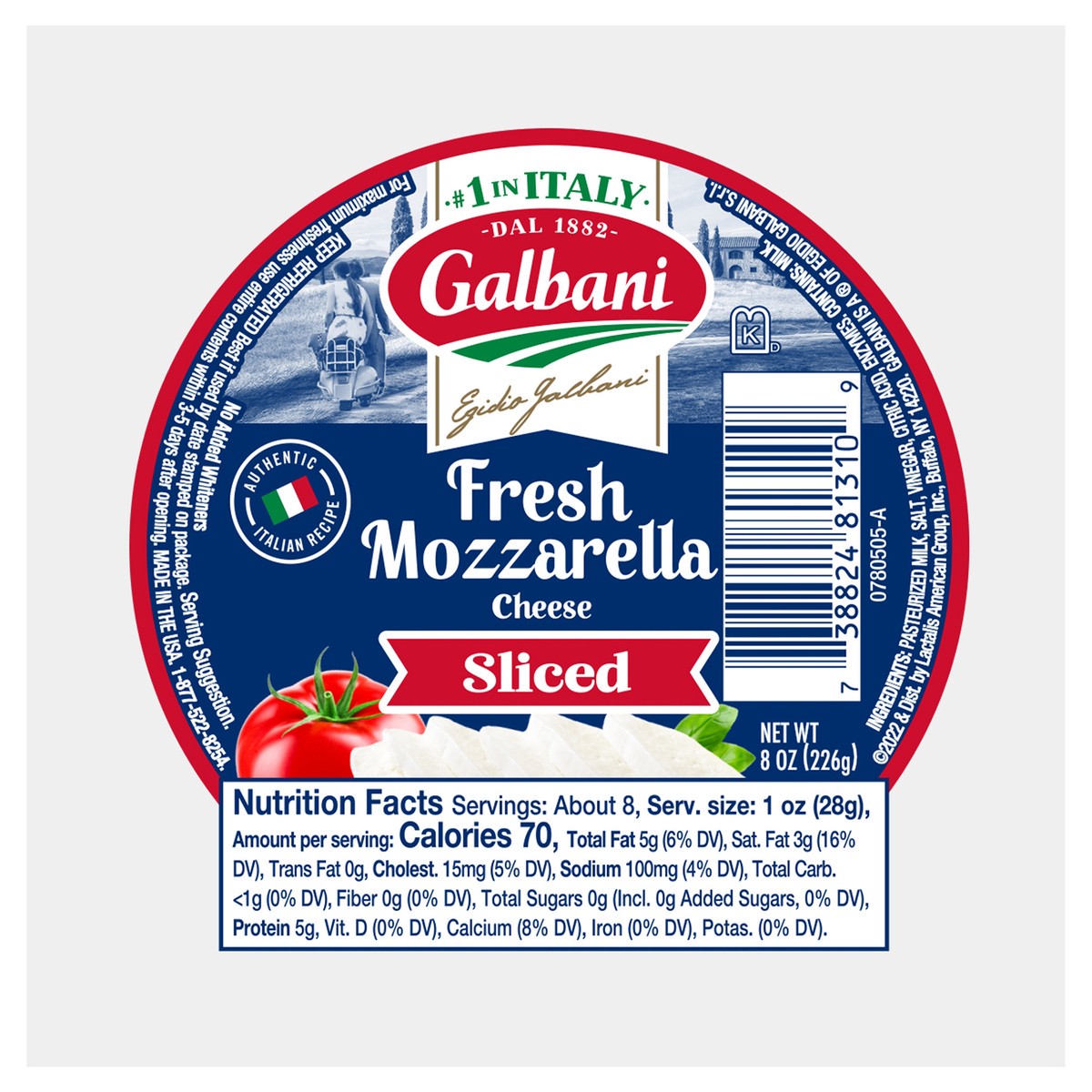 slide 9 of 9, Galbani Fresh Mozzarella 8oz Sliced Ball, 8 oz