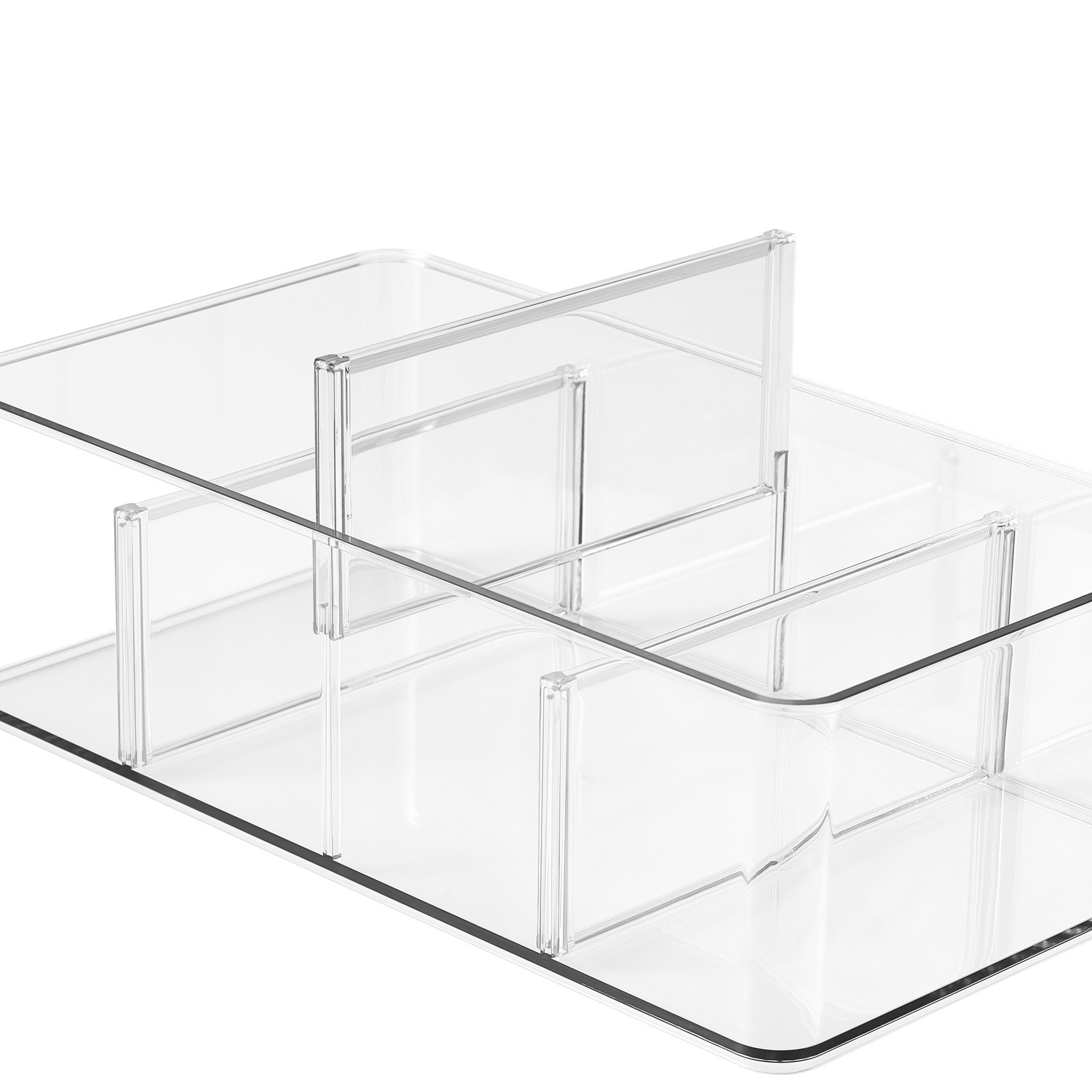 slide 2 of 6, Clear Storage Bin With Dividers By Simply Tidy, 11 in x 6 in x 3 in