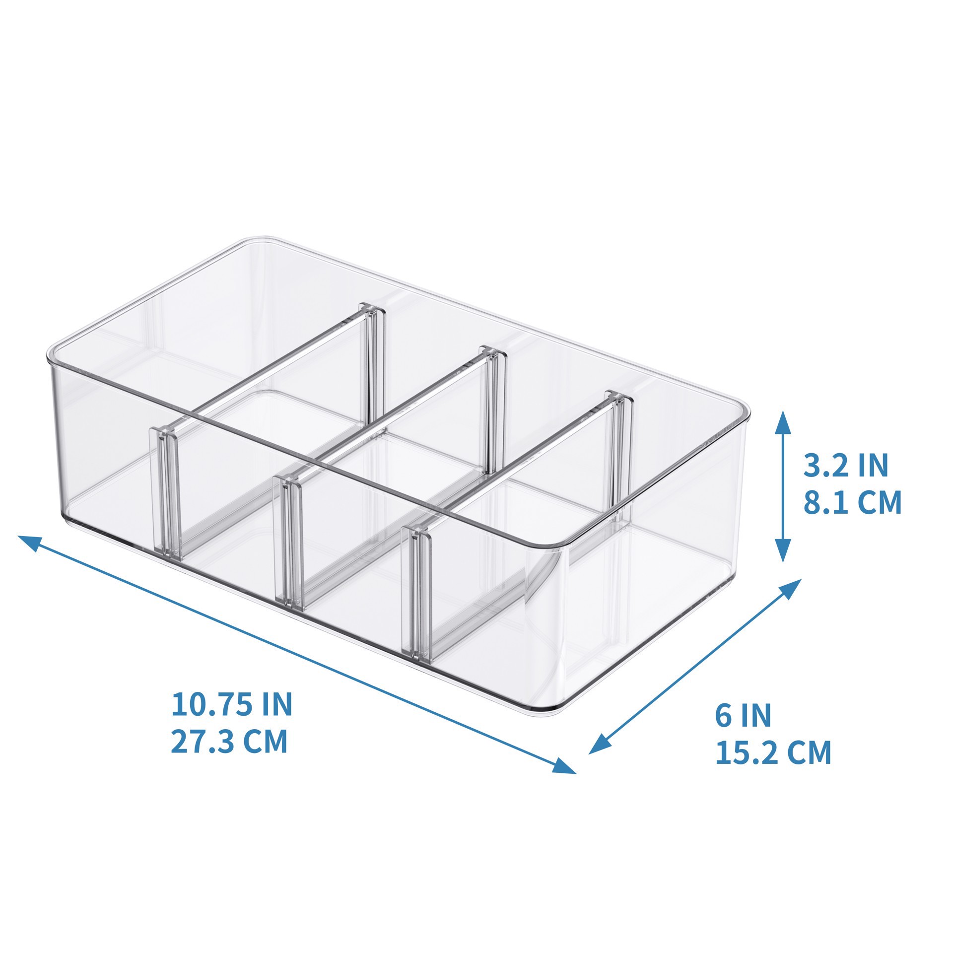 slide 6 of 6, Clear Storage Bin With Dividers By Simply Tidy, 11 in x 6 in x 3 in