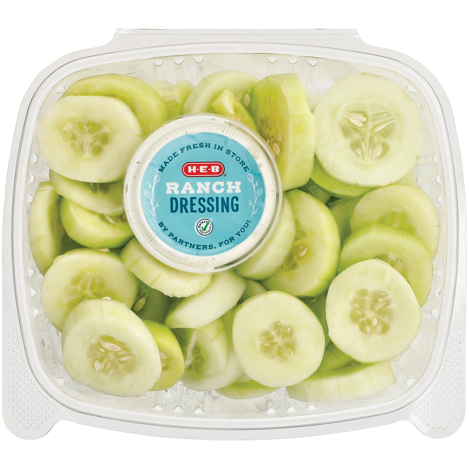 slide 1 of 1, H-E-B Fresh Cut Cucumber Slices & Buttermilk Ranch - Large, per lb