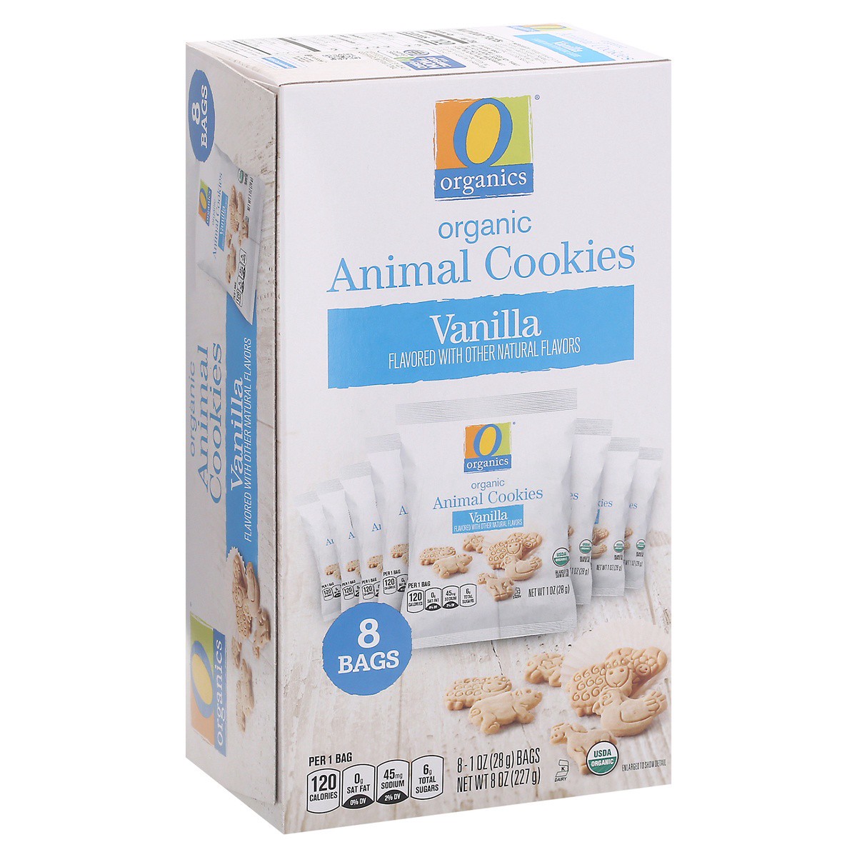 slide 2 of 9, O Organics Animal Cookies Vanilla Multipack, 8 ct; 1 oz