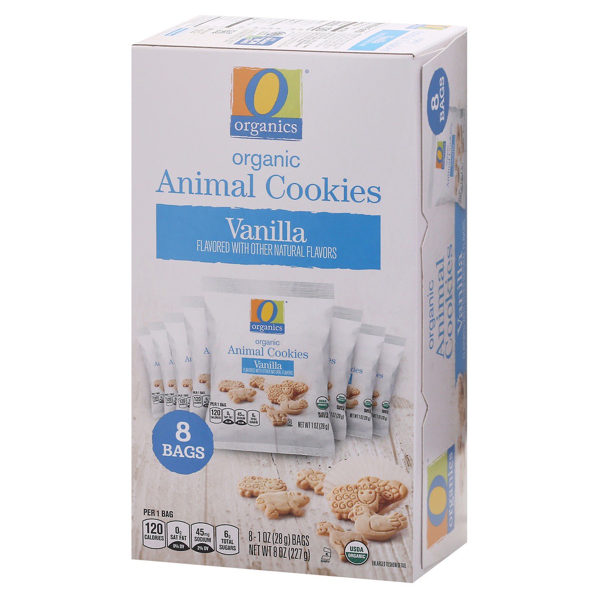 slide 3 of 9, O Organics Animal Cookies Vanilla Multipack, 8 ct; 1 oz