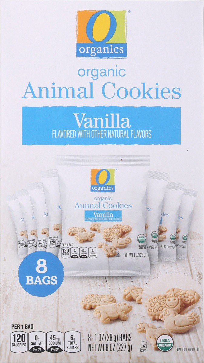 slide 6 of 9, O Organics Animal Cookies Vanilla Multipack, 8 ct; 1 oz