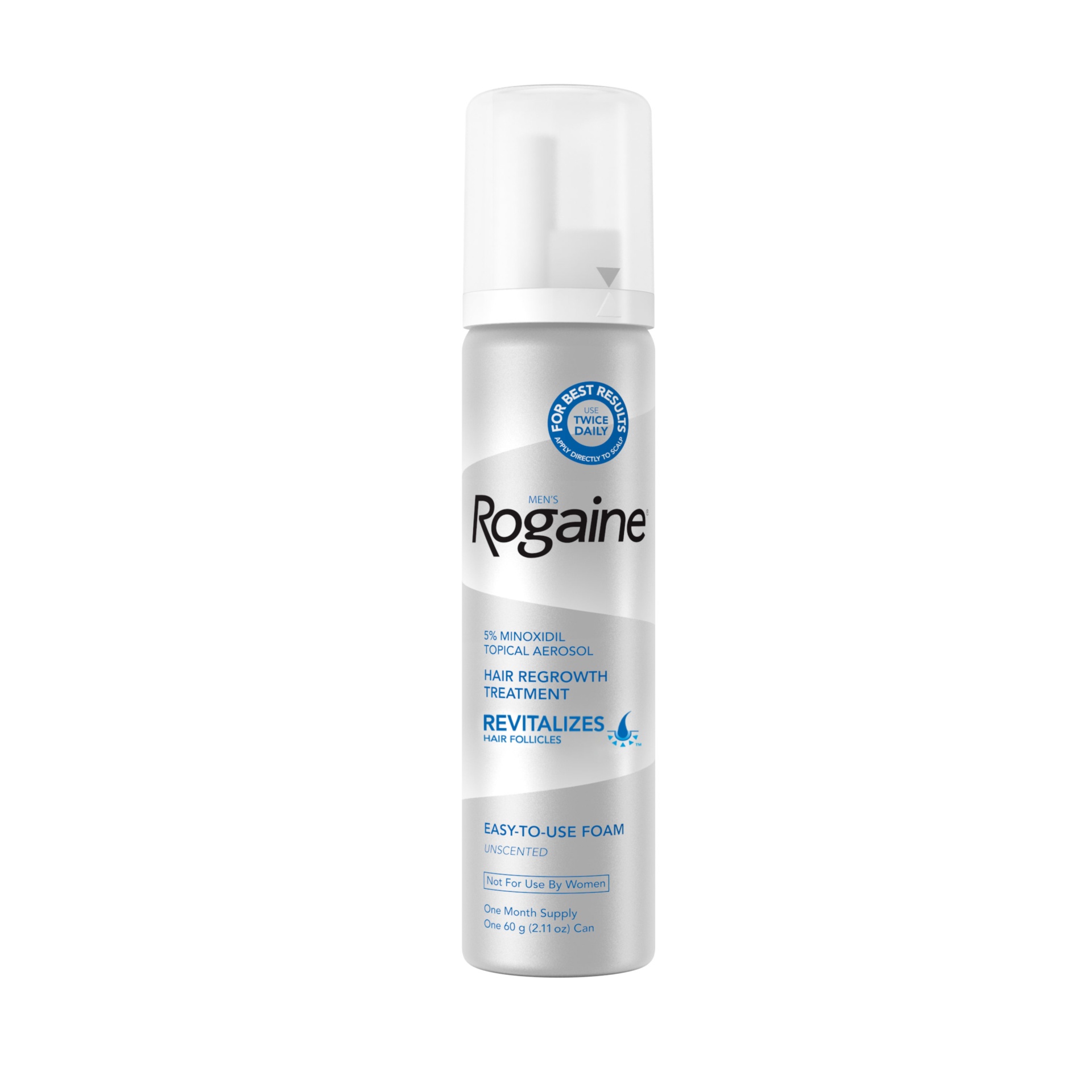 slide 4 of 5, Men's Rogaine 5% Minoxidil Foam for Hair Loss and Hair Regrowth, Topical Treatment for Thinning Hair, 1-Month Supply, 2.11 oz
