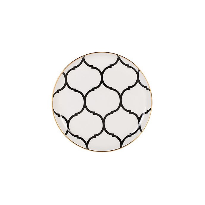 slide 1 of 1, Fitz and Floyd Nevaeh White by Fitz and Floyd Lattice Appetizer Plate - Black/Gold, 1 ct