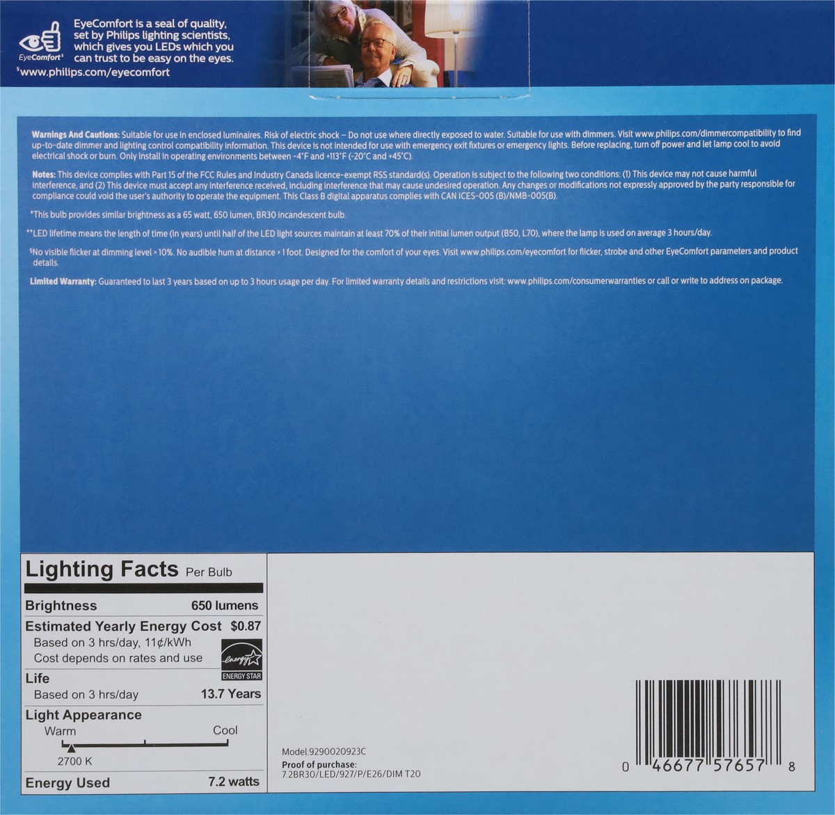 slide 8 of 9, Philips 7.2 Watts Dimmable Soft White LED Light Bulbs 3 ea, 3 ct