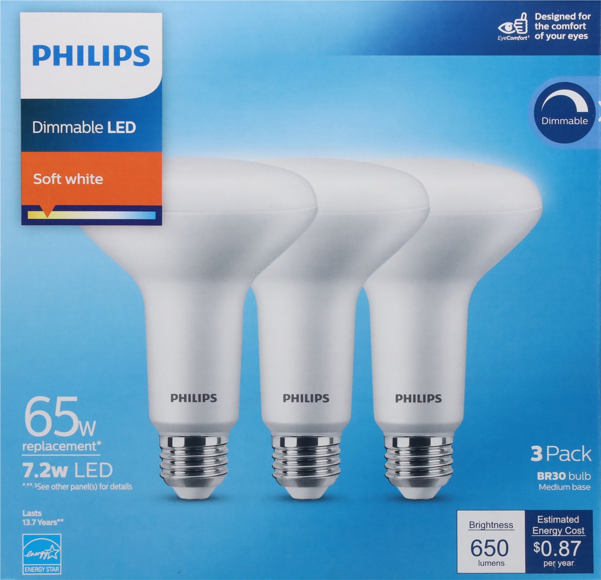 slide 3 of 9, Philips 7.2 Watts Dimmable Soft White LED Light Bulbs 3 ea, 3 ct