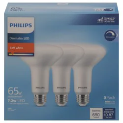 Philips 7.2 Watts Dimmable Soft White LED Light Bulbs 3 ea