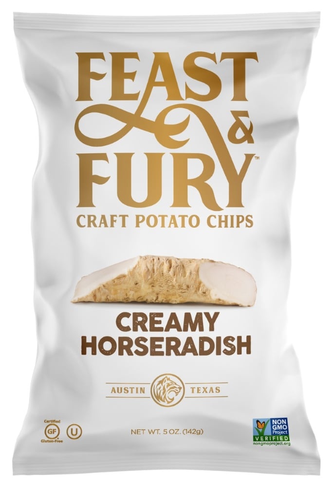 slide 1 of 1, Feast & Fury Feast Fury Creamy Horseradish Potato Chips, 5 oz