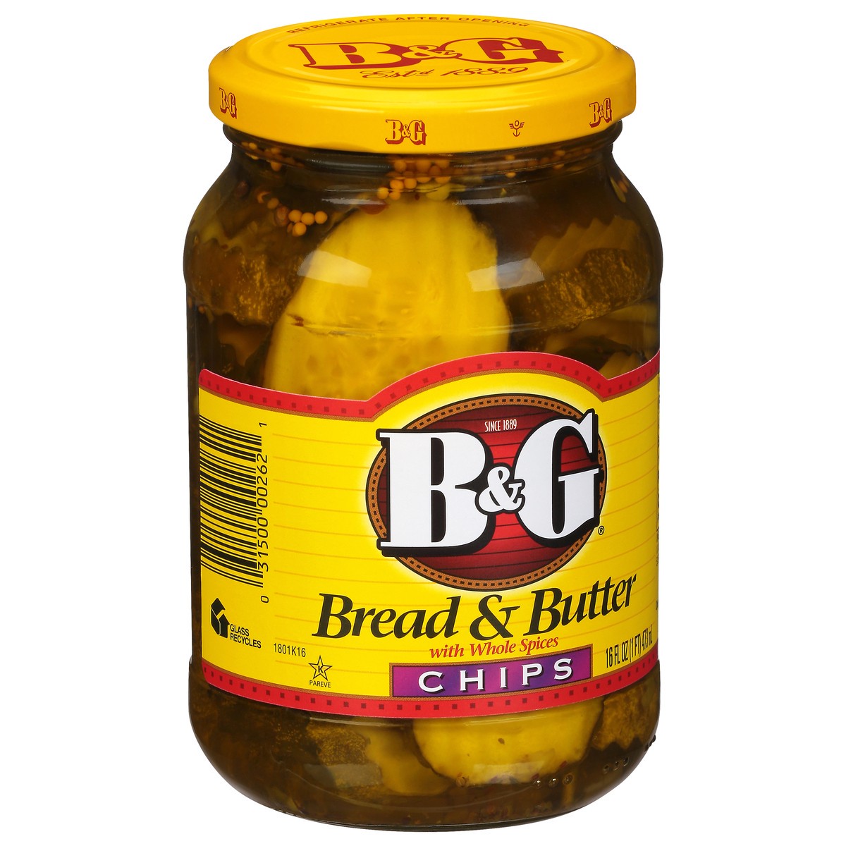 slide 2 of 10, B&G Chips Bread & Butter Pickles with Whole Spices 16 fl oz, 16 fl oz