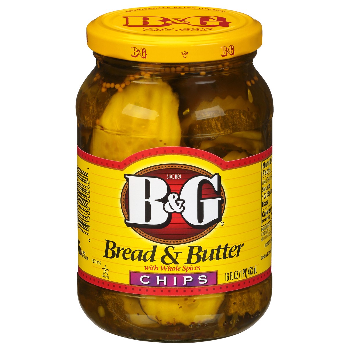 slide 1 of 10, B&G Chips Bread & Butter Pickles with Whole Spices 16 fl oz, 16 fl oz