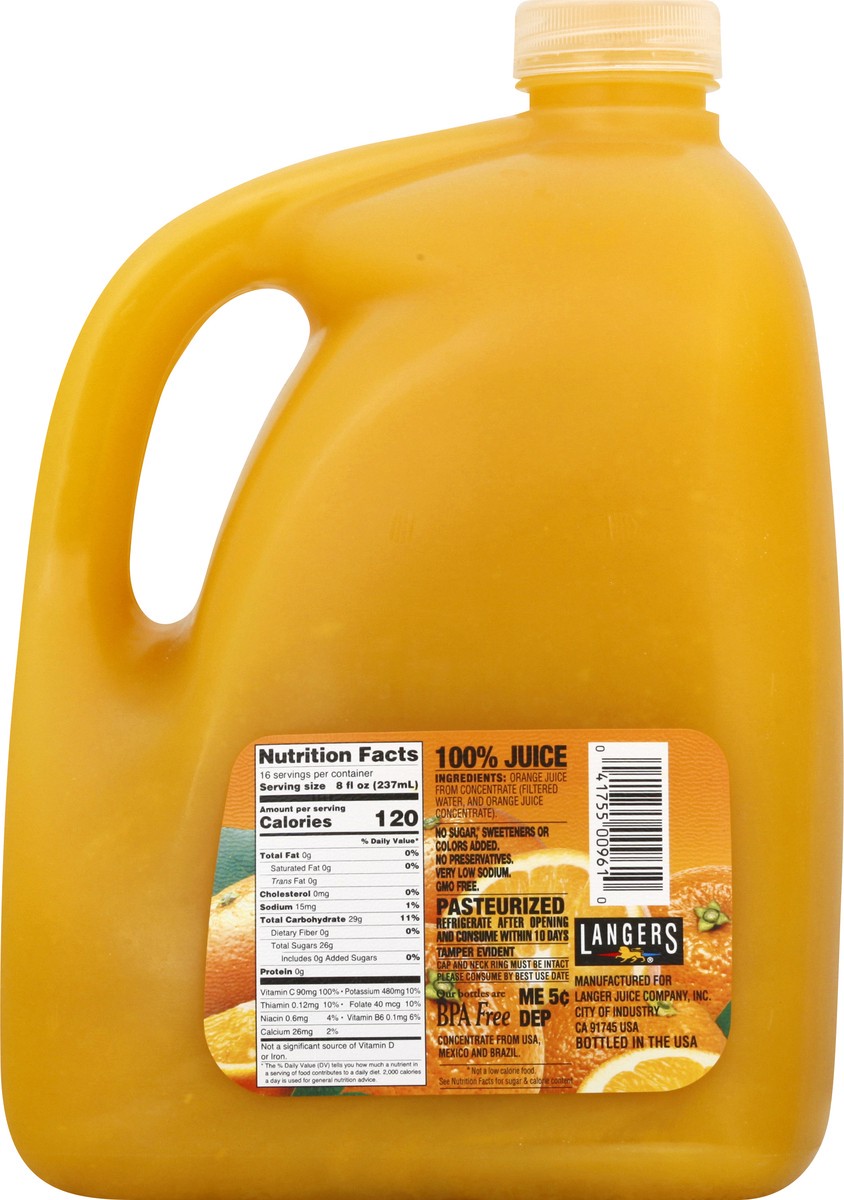 slide 11 of 13, Langers Orange 100% Juice 1 gl, 1 gal