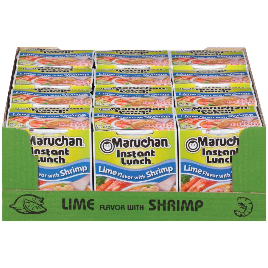 slide 1 of 8, Maruchan Instant Lunch Lime Flavor with Shrimp Ramen Noodle Soup, 12 ct; 2.25 oz