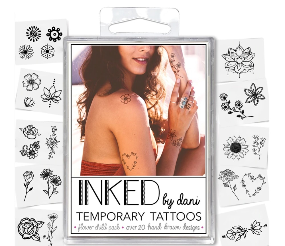 slide 1 of 1, INKED by Dani Temporary Tattoos - Floral Child Pack, 1 ct