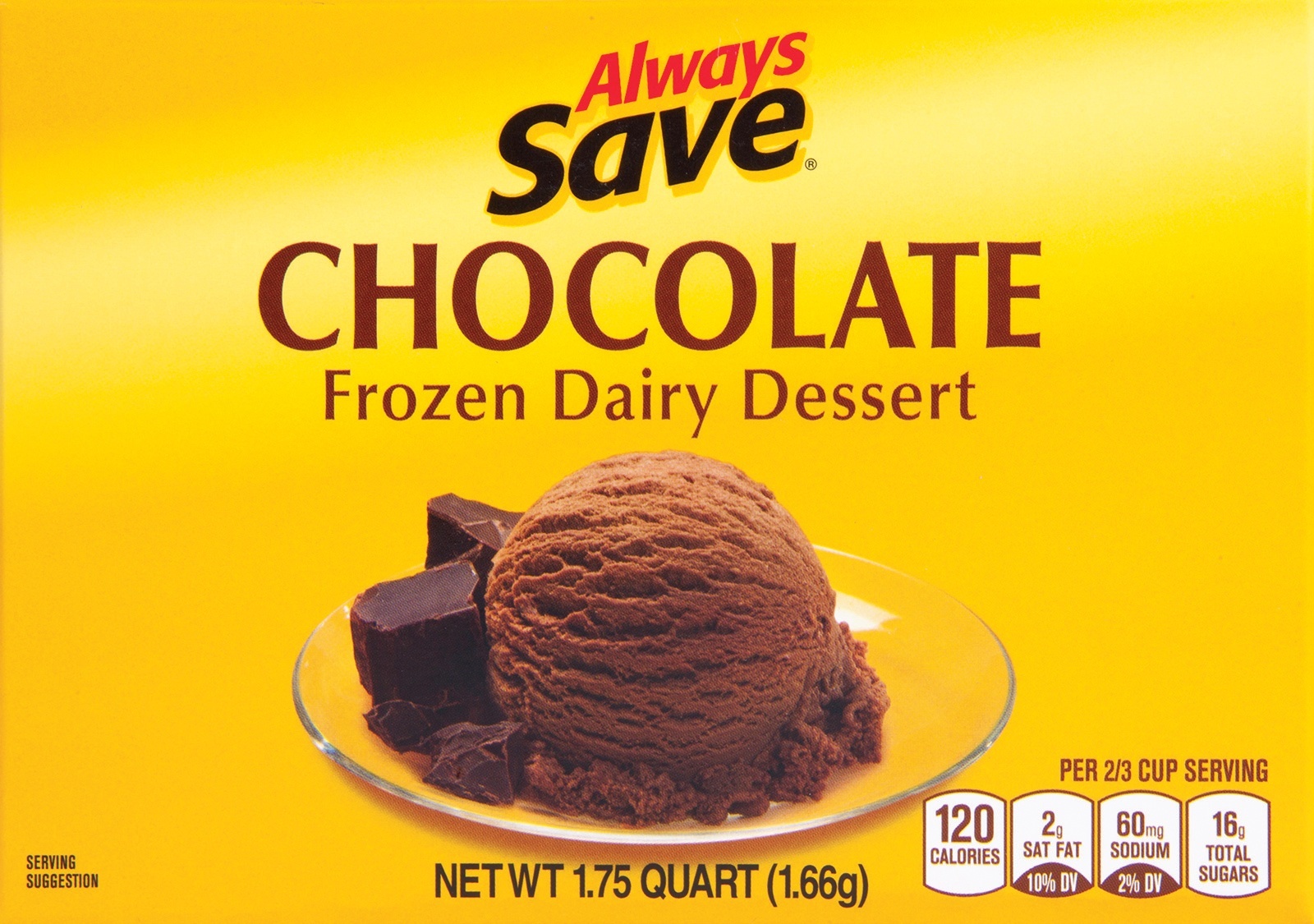 slide 1 of 1, Always Save Chocolate Frozen Dairy Dessert Squares, 1.75 qt