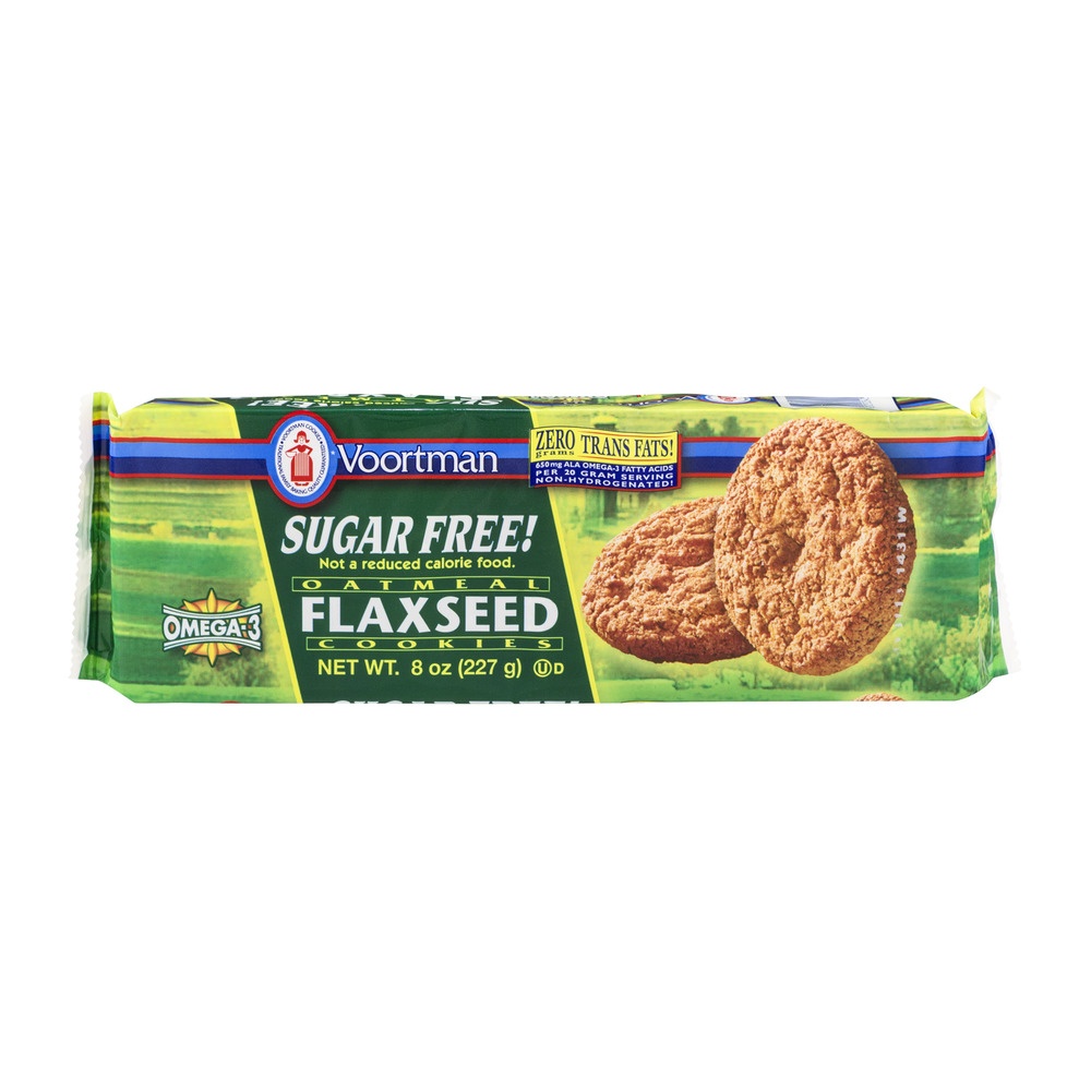 slide 1 of 1, Voortman Bakery Oatmeal Flaxseed Cookies Sugar Free, 8 oz