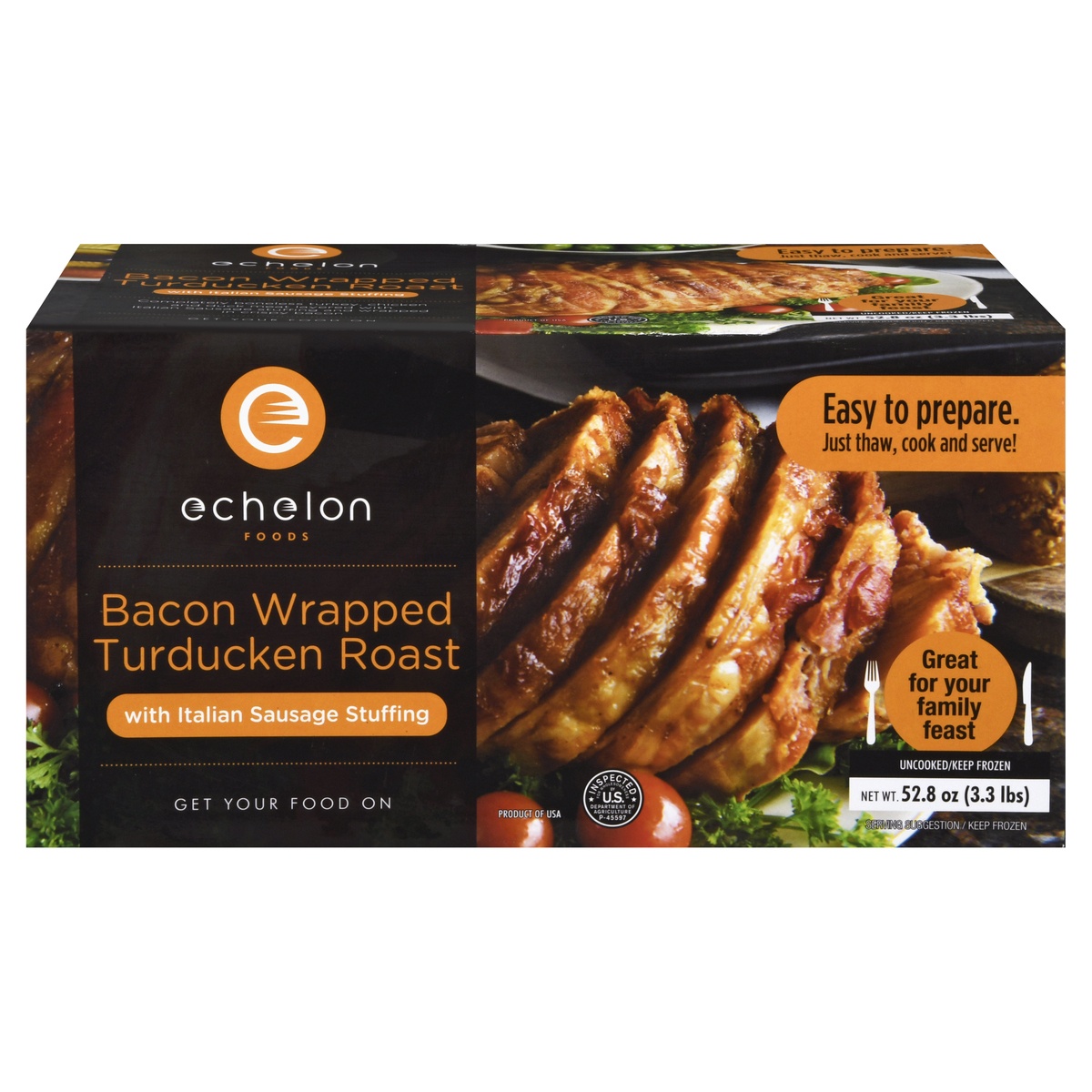 slide 1 of 1, Echelon Foods Bacon Wrapped Turducken Roast 52.8 oz, 52.8 oz