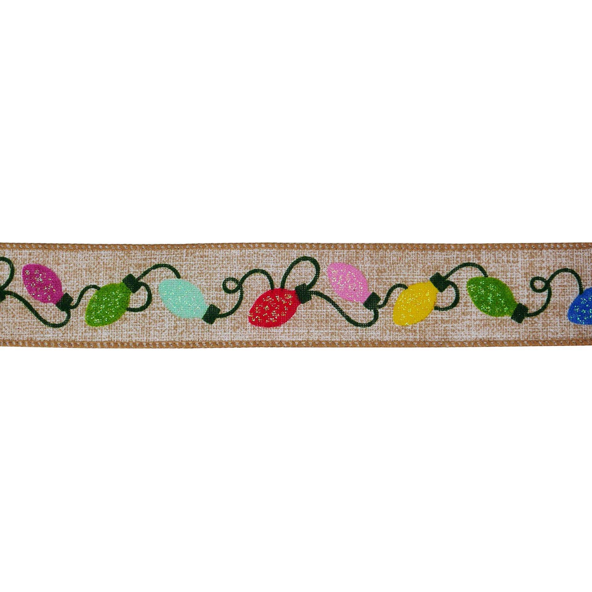 slide 3 of 3, 1.5" X 30ft. String Lights Wired Faux Linen Ribbon By Celebrate It, 1.5 in x 30 ft